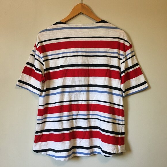 Preppy Cotton Nautical Striped Tie Up Collar Half Sleeve Tee - Picture 2 of 15